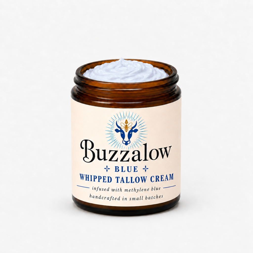 Buzzalow Blue Whipped Tallow Cream - Face & Body Moisturizer (4oz Jar)