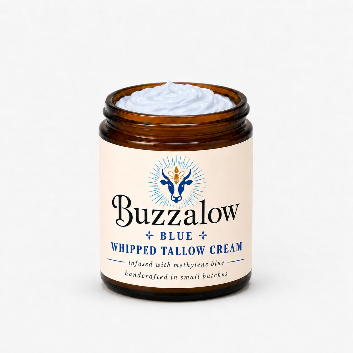 Buzzalow Blue Whipped Tallow Cream - Face & Body Moisturizer (4oz Jar)